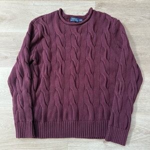 Polo by Ralph Lauren Burgundy Cable Knit Sweater